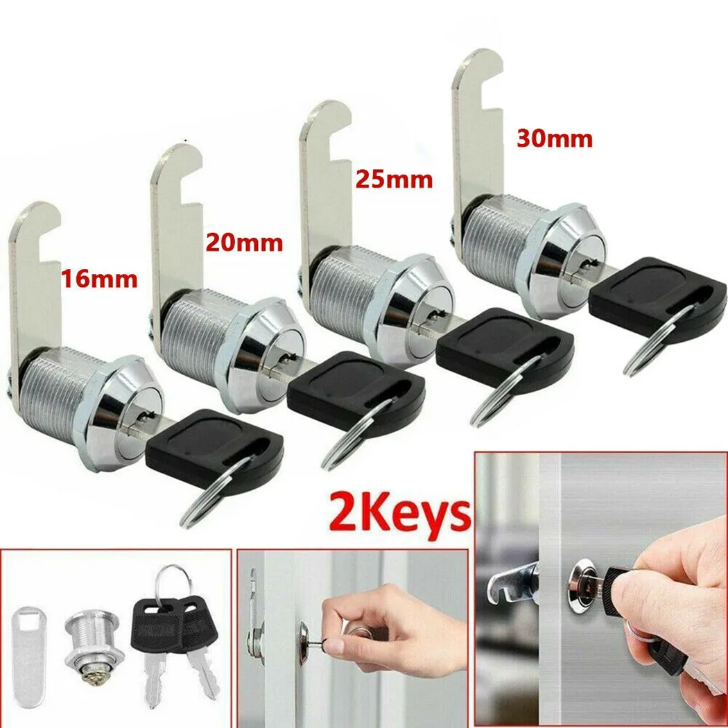 16/20/25/30mm Cam Lock Door Barrel Drawer Cabinet Mail Box Locker Cupboard + 2 Keys Cabinet Office Desk Letter Box Cam Locks cam lock