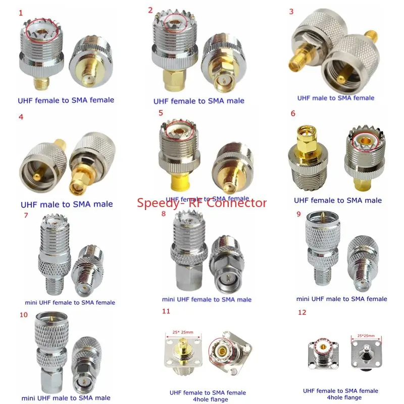 Mini para Sma Macho e Fêmea Conector Furos Flange O-ring Porca Latão Niquelado Sl16 Uhf Pl259 So239