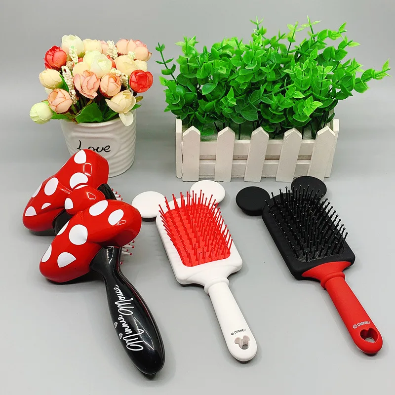 Disney Mickey Mouse Elastic Comb Minnie Bowknot Children's Comb 3D Air Cushion Hair Care Girls Makeup Children's Products children comb