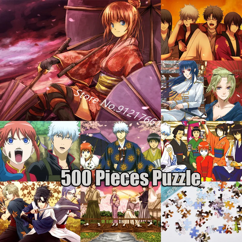 

Japanese Anime Gintama Jigsaw Puzzle 500 Pieces Sakata Gintoki Character Flat Puzzle Paper Toy Handmade Relaxing Game Home Decor