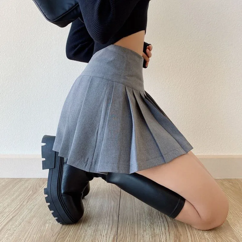 Gidyq Sommer Frauen Falten röcke Vintage hohe Taille weibliche sexy Miniröcke koreanische lässig alle passen Streetwear Schlitz Rock neu – Detail 40