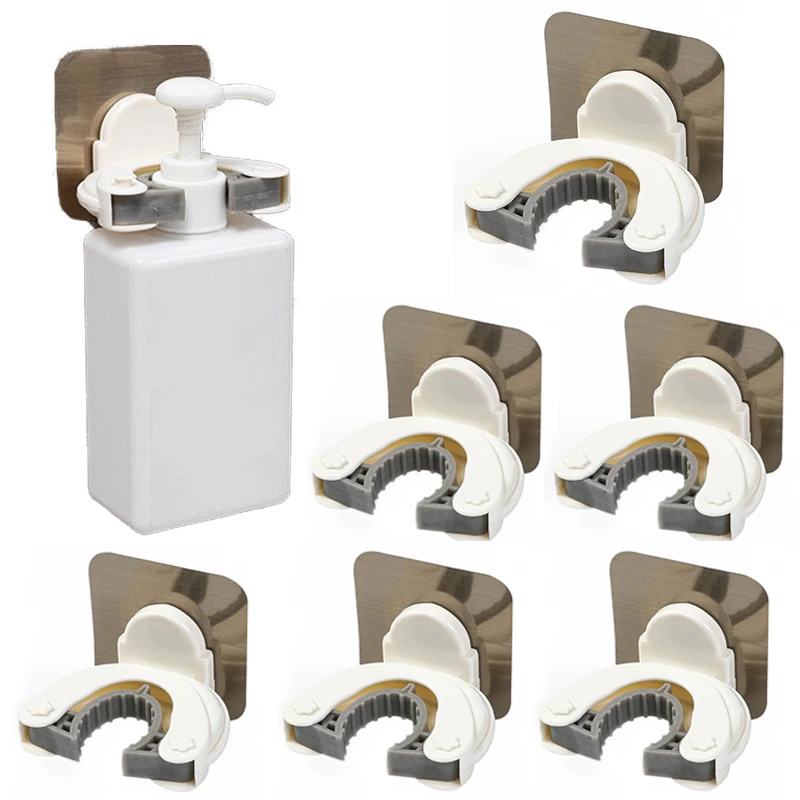 

Wall Mounted Punch-free Multifunction Bottle Rack Shampoo Hook Hand Soap Bottle Hook Hanger Home Bathroom Supplies