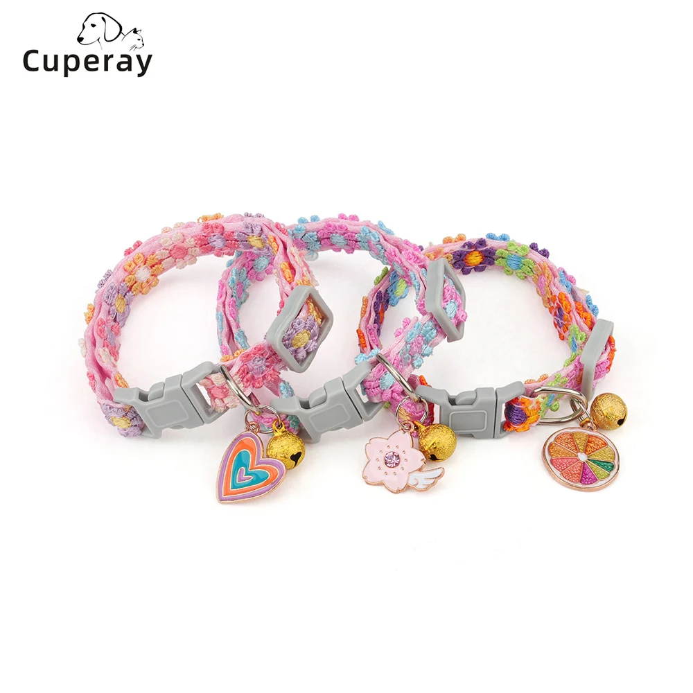 

Colorful Flower Puppy Dog Collar Girl Cat Collars Adjustable Size with Cute Sunflowers Bell,Metal Pendant for Kittens & Puppies