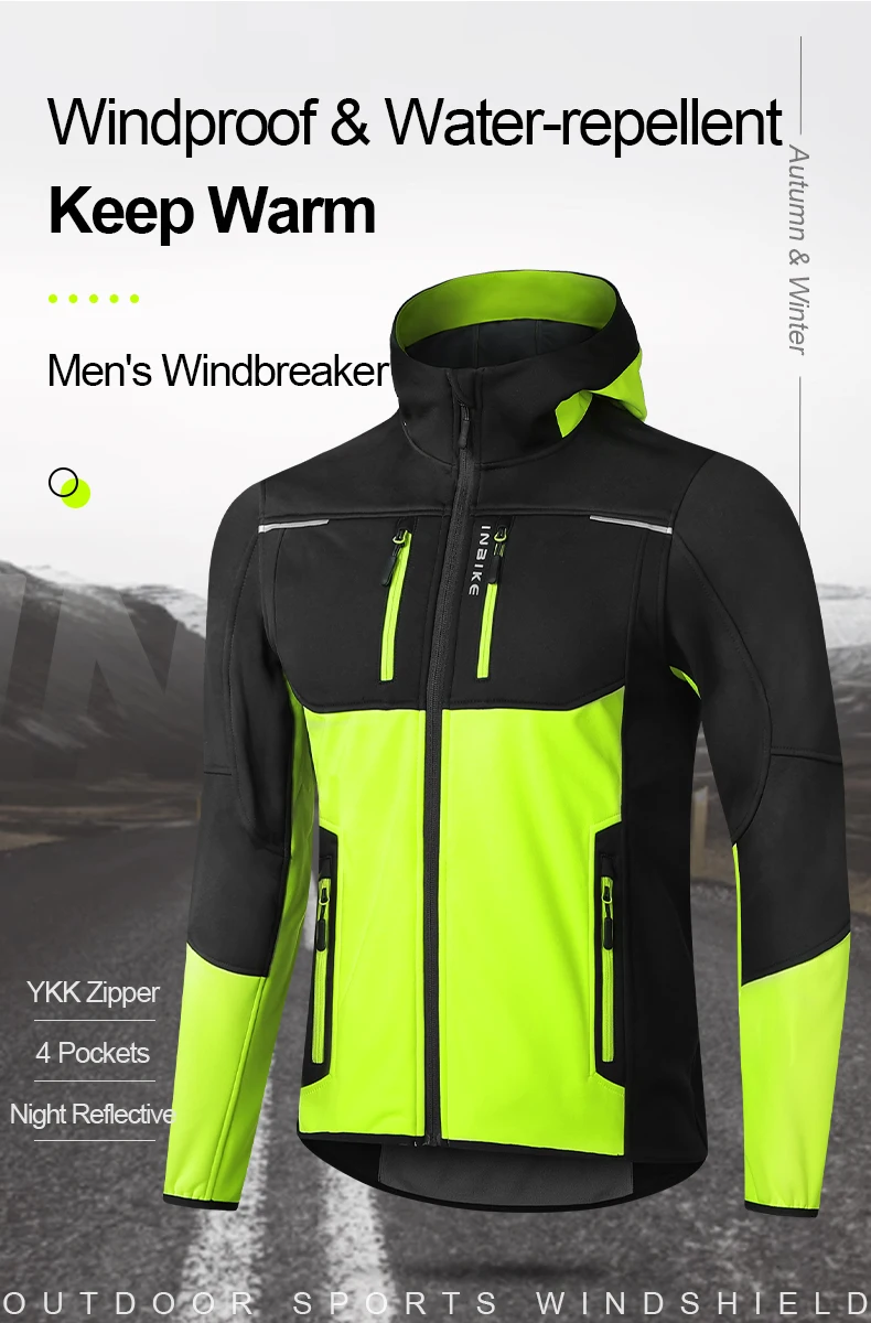 Description Picture 2 of itemINBIKE Winter Men's Windbreaker Jacket Warm Polar Fleece Cycling Jackets With Pockets Waterproof Bicycle Jacket Clothing For Men