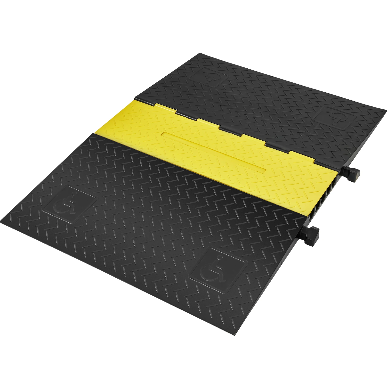 SucceBuy Rubber Cable Protector Ramp5Channel22000 lbs/axle Capacity Heavy Duty Wire Cover Ramp ADA Compliant Indoor&Outdoor