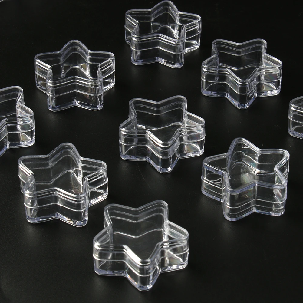 4pcs Plastic Jewelry Heart Star Shape Box Transparent Storage Container Earring Beads Portable Case for Diy Jewellery Accessorie