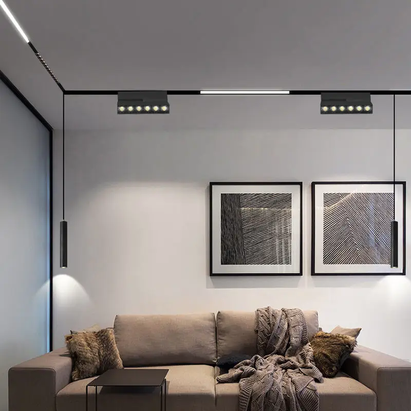 Modern DC48V  LED Magnetic Track Light Grille Flood Lamp Embedded Flexible Linear Fixture LED Spotlight Ceiling Indoor Living 5