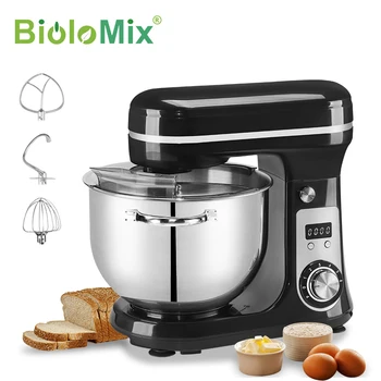 BioloMix Kitchen Food Stand Mixer, Blender, Quiet Motor, Cream Egg Whisk, Whip Dough Kneader, 6-Speed, 1200 W, 6 L, DC 1