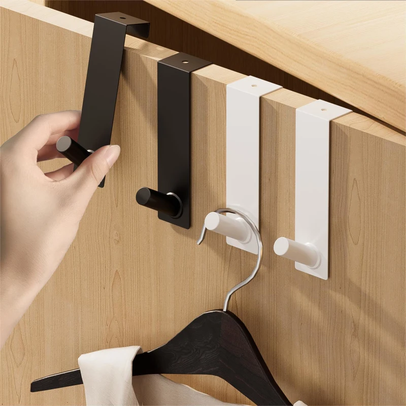 

Space Aluminum Wardrobe Door Hooks Punch-Free Kitchen Door Back Hook Bathroom Towel Hanger Drawer Cabinet Hook Home Gadgets