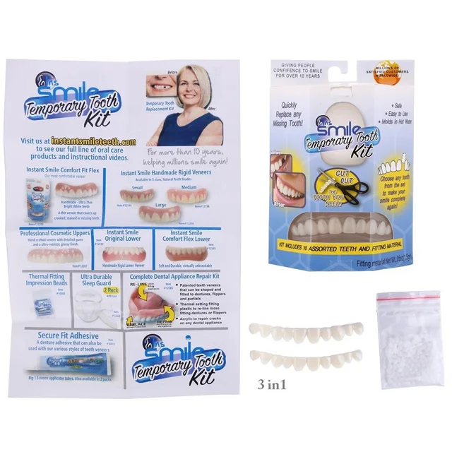 Instant Smile Temporary Tooth Kit 10 Teeth 3 Shades