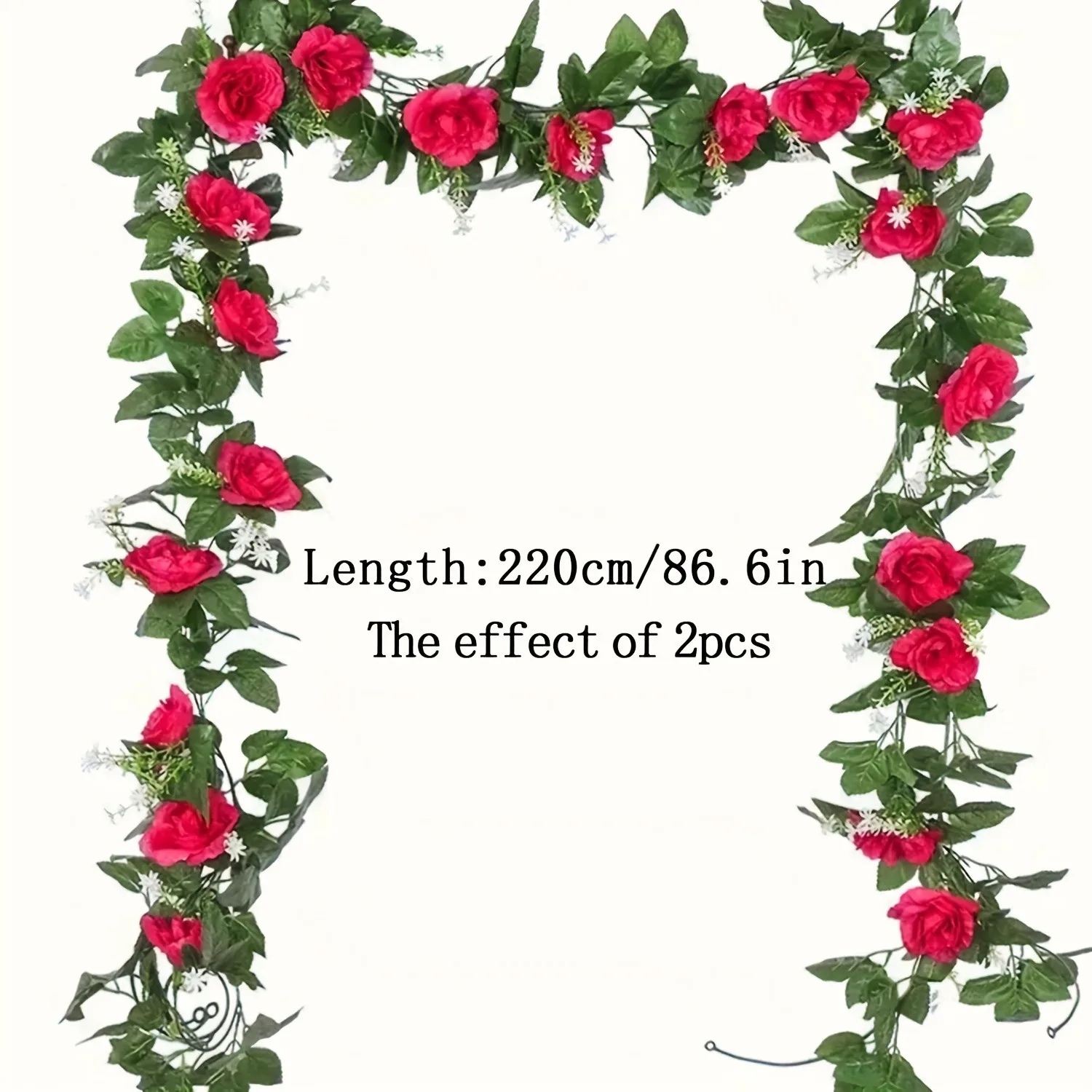 1 قطعة 2.2 متر زهرة بيضاء اصطناعية وهمية معلقة وهم...