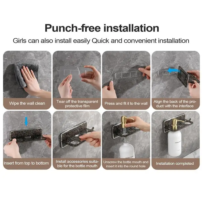 Shower Gel Bottle Rack Hook Shampoo Dispenser Holder Shampoo And Conditioner Bottle No Drilling Shower Gel Dispenser Rack Wall