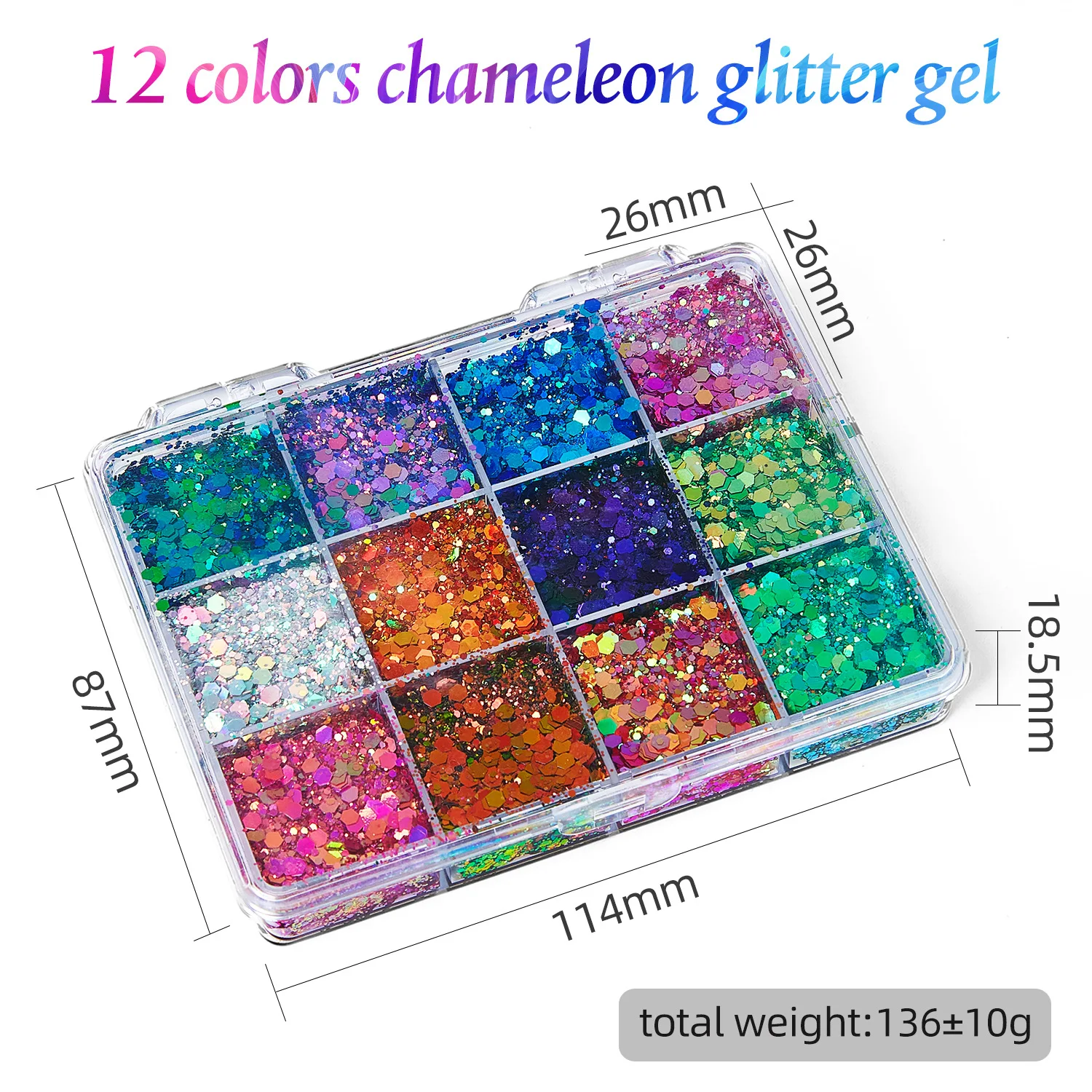 12 Colors Face Chunky Glitter Makeup Body Glitter Gel Holographic Sequins Makeup Glitter Gel for Bar Festival Party 2