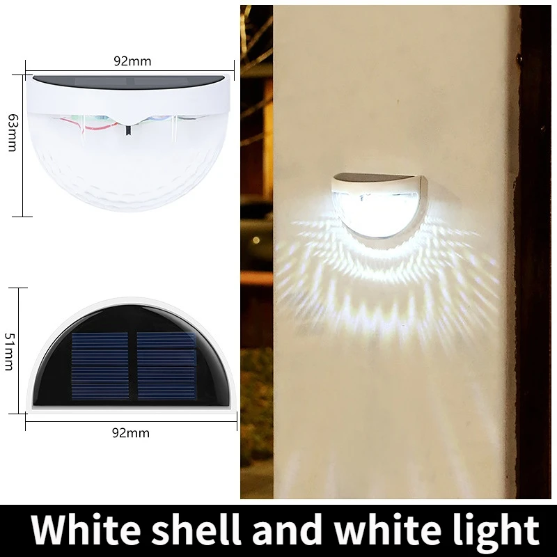 1PC 6LEDS Solar Wall Light Semicircle Energy-saving Lamps White/warm Light Garden Courtyard Corridor Decoration solar Lights solar lights for backyard Solar Lamps