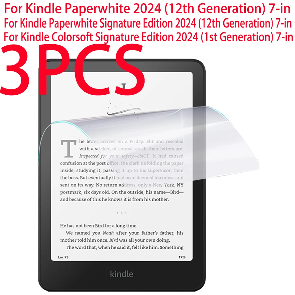3 adet PET yumuşak Film ekran koruyucu Kindle Paperwhite 2024 12th Gen 7in Colorsoft Signature Edition 2024 koruyucu film
