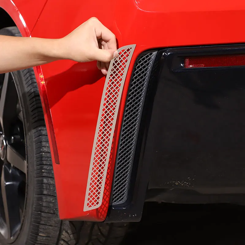 

For Chevrolet Corvette C7 2014-2019 Silver Car Rear Bumper Lip Spoiler Side Air Vent Outlet Cover Trim Sticker Auto Accessories