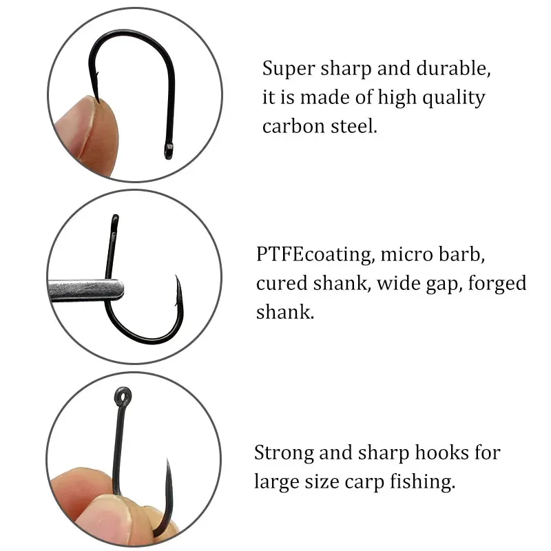 25pcs Carp Fishing Hooks Wide Gape Barbed PTFE Coated Carp Hooks For Needle  Sharp Fish hook Carp Fishing Accessories