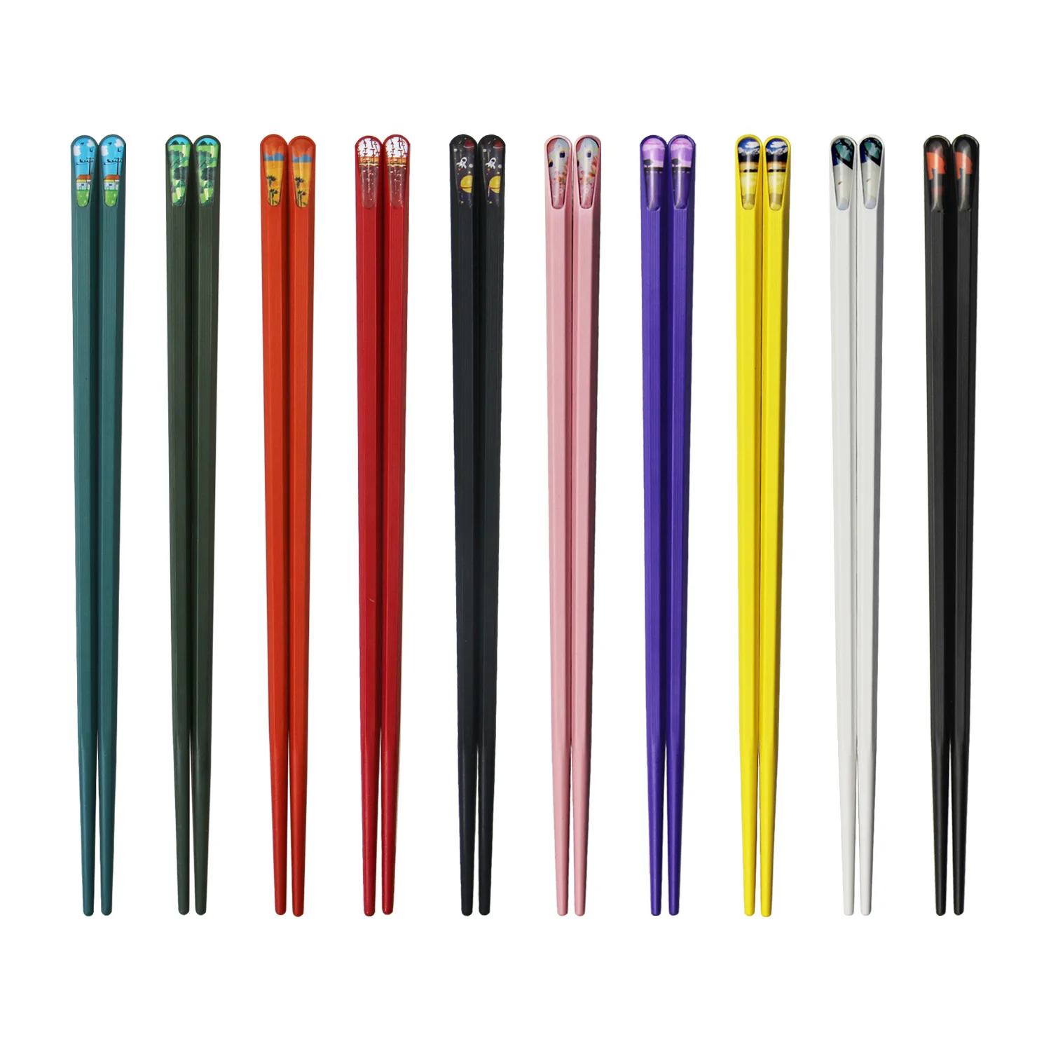 

Japanese-style healthy dining alloy chopsticks ten colors and 10 pairs of landscape nail chopsticks