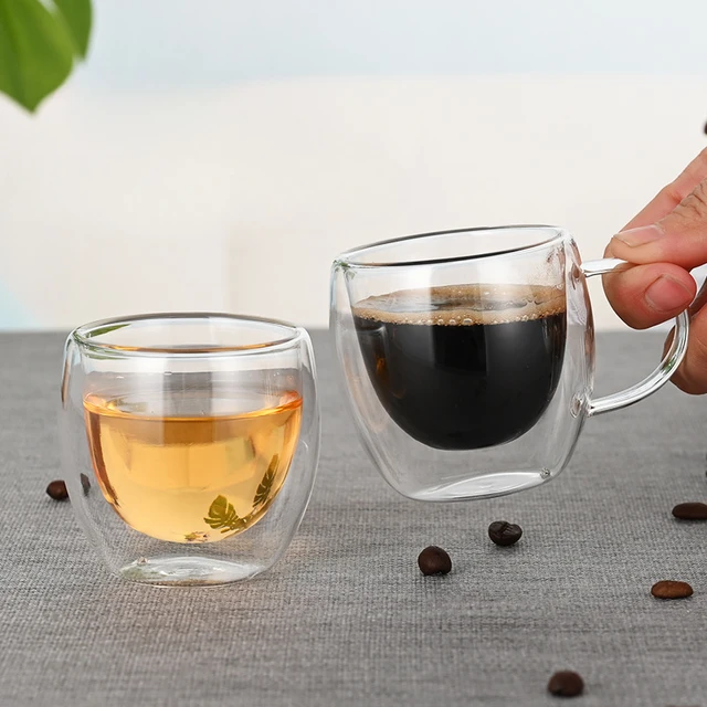 Coffee Cups Double Wall Saucer  Double Wall Coffee Mug Saucer - Double  Glass Tea - Aliexpress