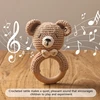 1Pc Baby Rattle Toys Wooden Teether Crochet Pattern Rattle Rabbit Lion Fox BearToy Newborn Gift Baby Teether Crochet Custom Name 6