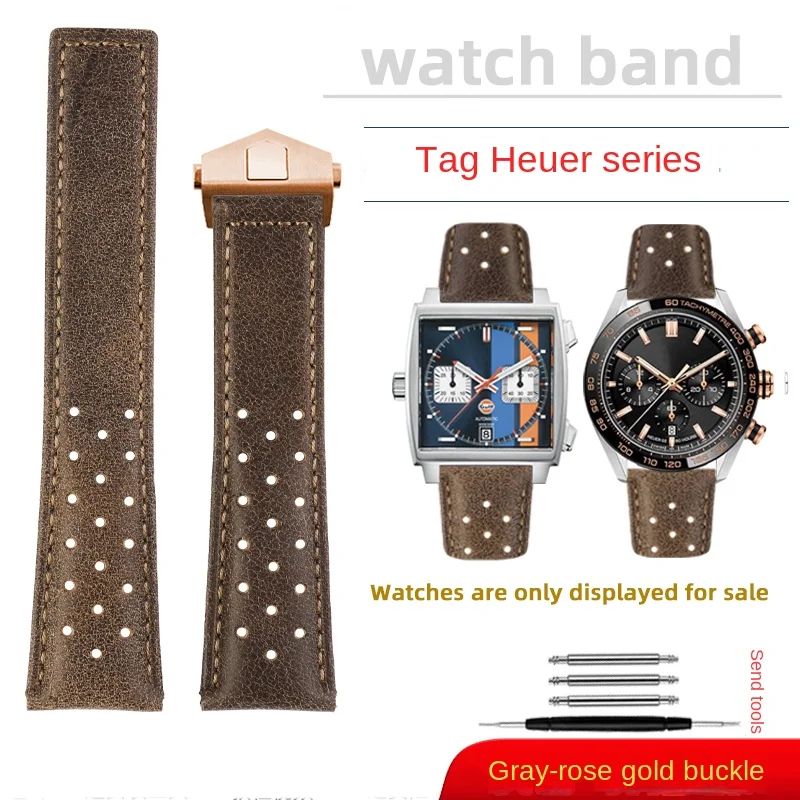 Premium 22mm Breathable Cowhide Leather Men's Watch Strap