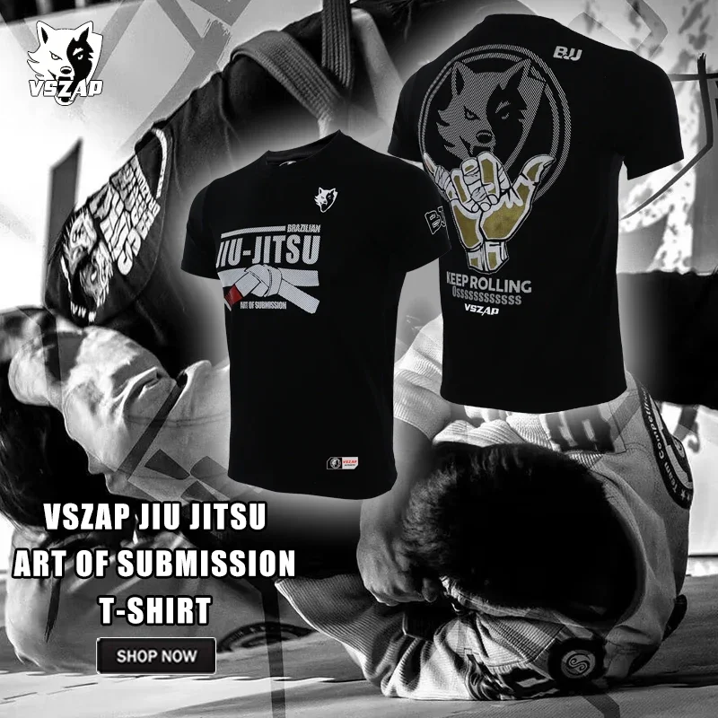 VSZAP MMA Boxing Fighting Training Muay Thai Pure Cotton Breathable Sports T-shirt Gym Judo Short Sleeve
