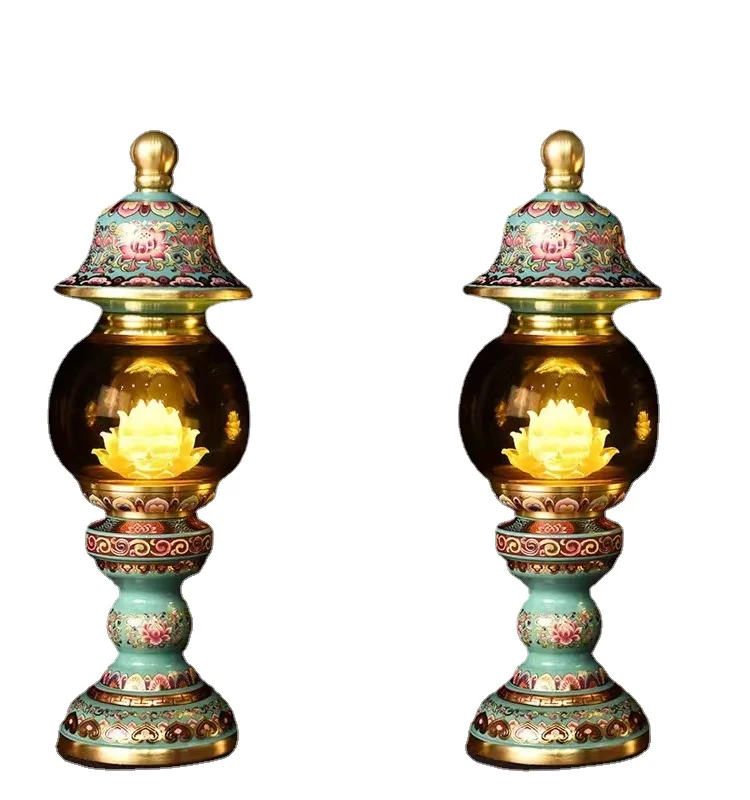 

New Enamel Color Craft Led Lotus Lamp Buddha Front Lantern Pilot Lamp