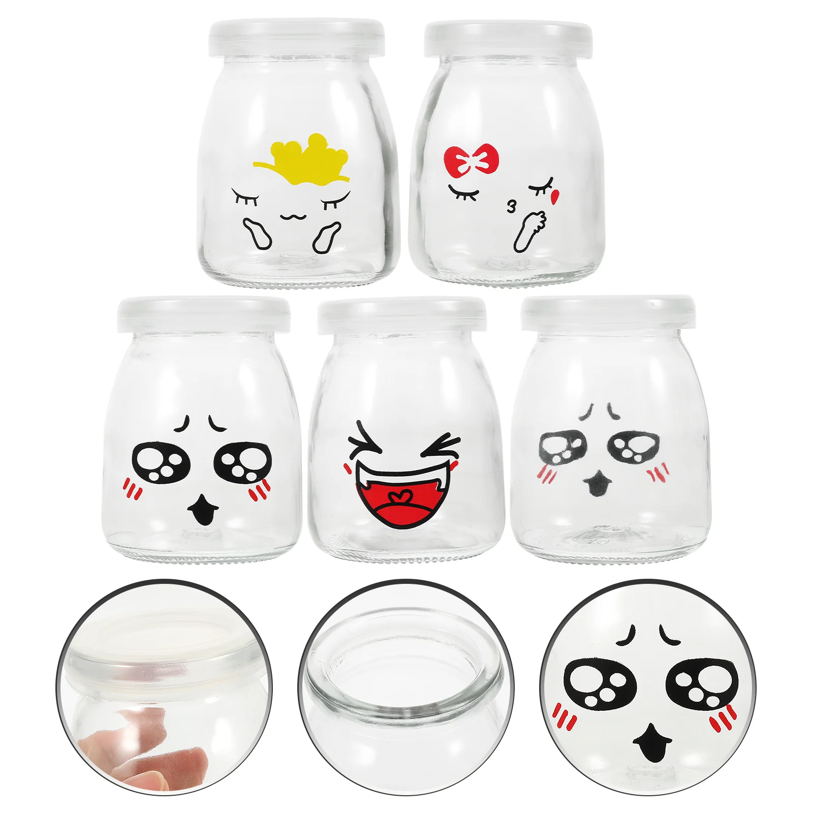 

5 Pcs Famiwear Dishes Dessert Cups Pudding Bottle Glass Oat Charming Jelly Jars Yogurt Milk Canister