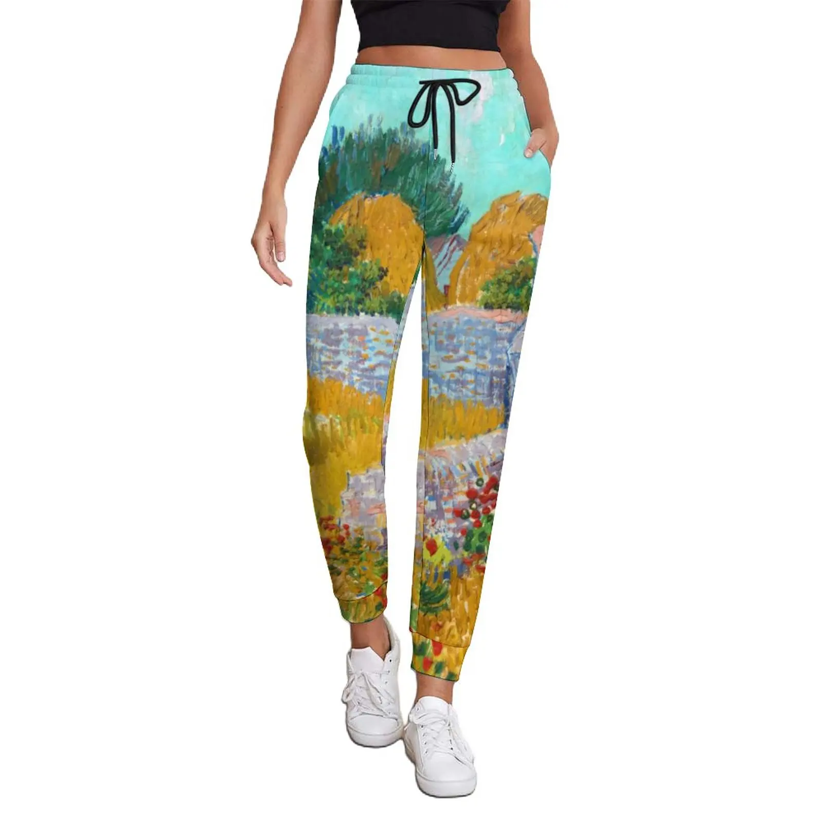 

Van Gogh Baggy Pants Female Farmhouse in Provence Kawaii Joggers Spring Design Harajuku Oversize Trousers Birthday Present
