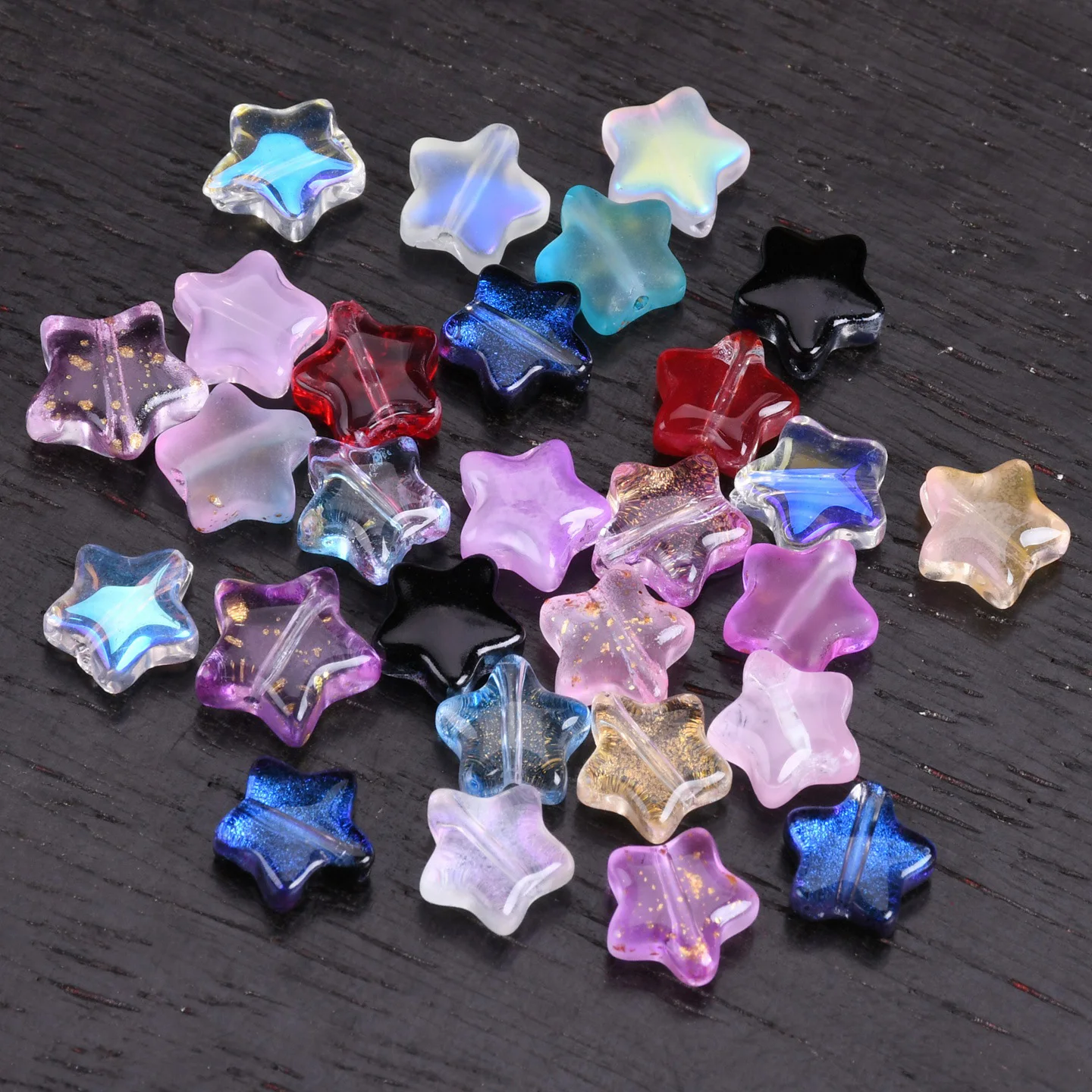 20pcs Colorful Star-Shaped Lampwork Glass Beads for DIY Jewelry and Crafts