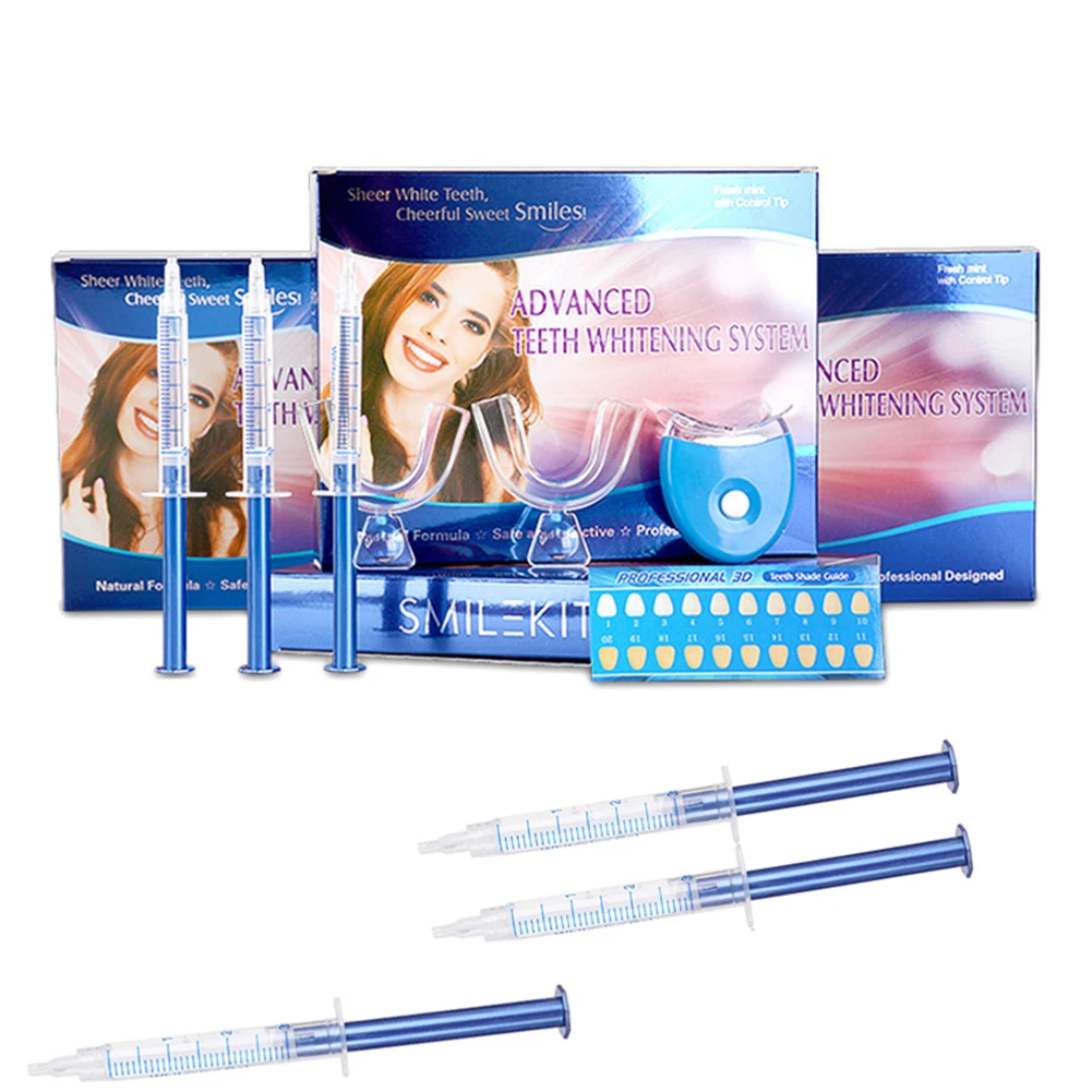 Teeth Whitening Kit 3/6/10 Teeth Whitening Kit Gel Syringe 44 Peroxide Dental Tooth Bleach System LED Cold Light Oral Hygiene Device Mouth Tray Tool