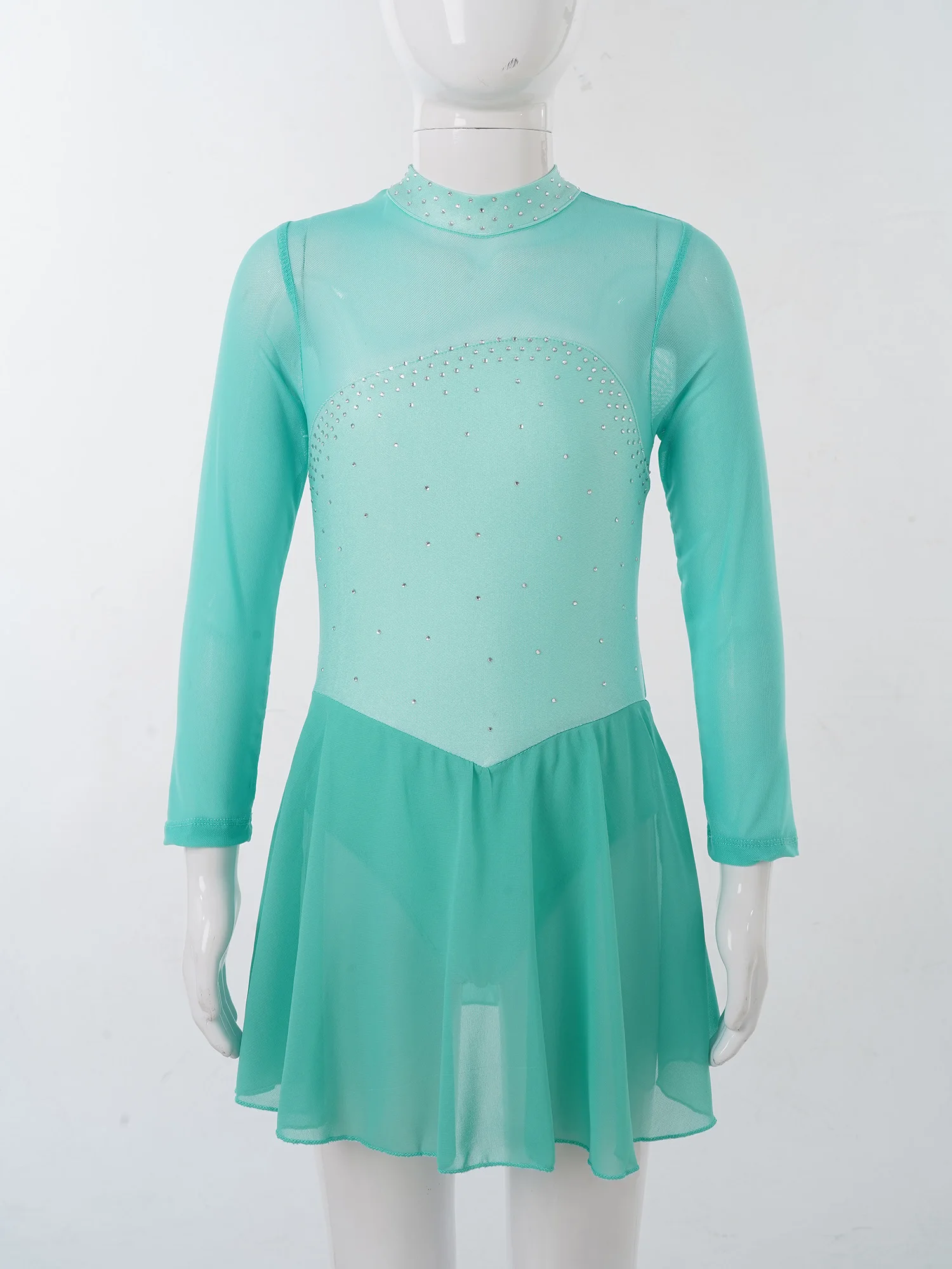 Acheter Robe de justaucorps de patinage artistique à manches longues pour  filles, découpes d'épissure en maille dans le dos, Costumes de danse de  Ballet de gymnastique pour femmes