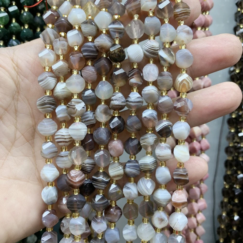 

9-10mmNatural Persian Gulf Agate Beads Faceted Loose Bead DIY Charm Bracelet Necklace Jewelry Making 15 inch