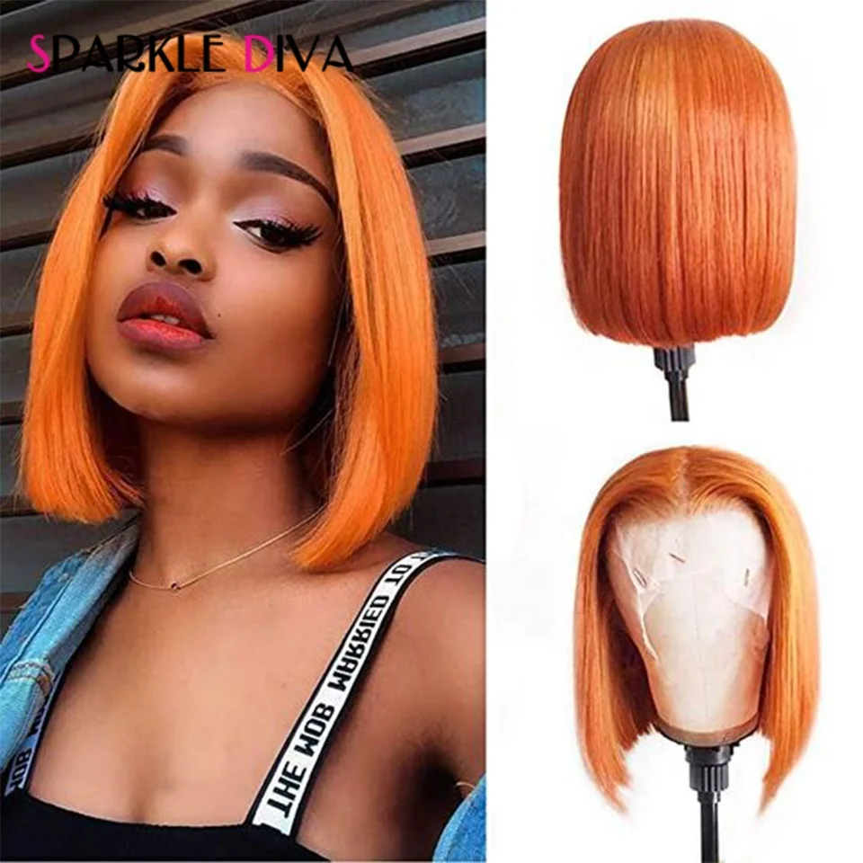 

Ginger 13×4 Human Lace Front wigs Human Hair Straight Bob 150% Density Transparent Human Hair Glueless Remy Straight Bob Wigs