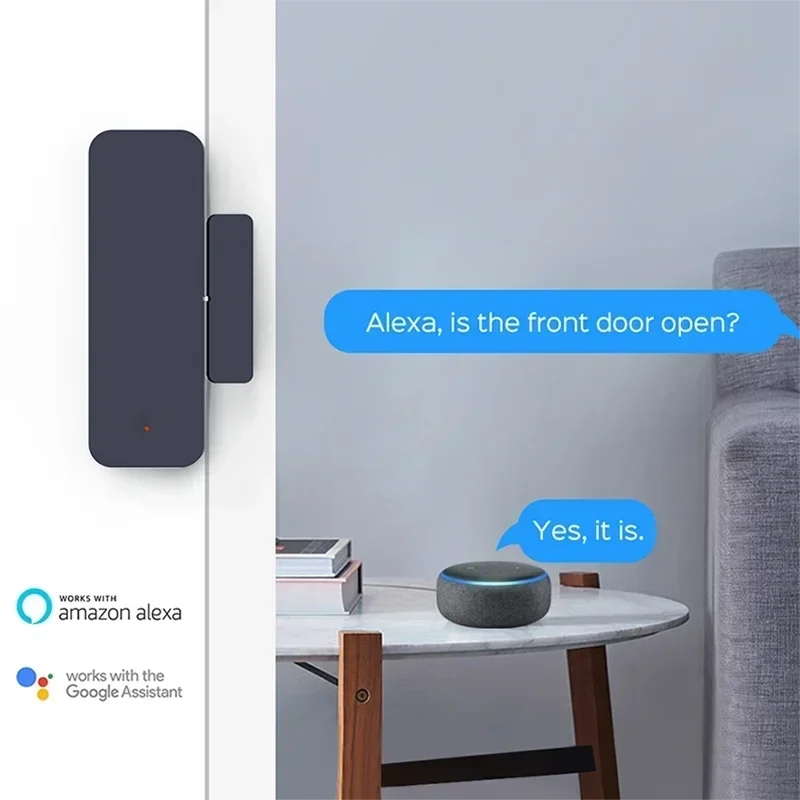 Smart Wireless Door & Window Entry Sensor with Alarm - Compatible with Virtual Assistants