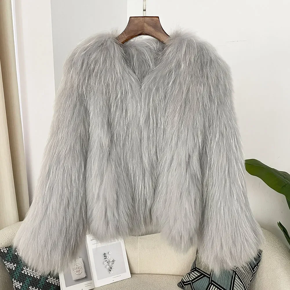 Neue Stil Nehmen Unten Mantel Mit Großen Pelz Kragen Nachahmung Waschbären