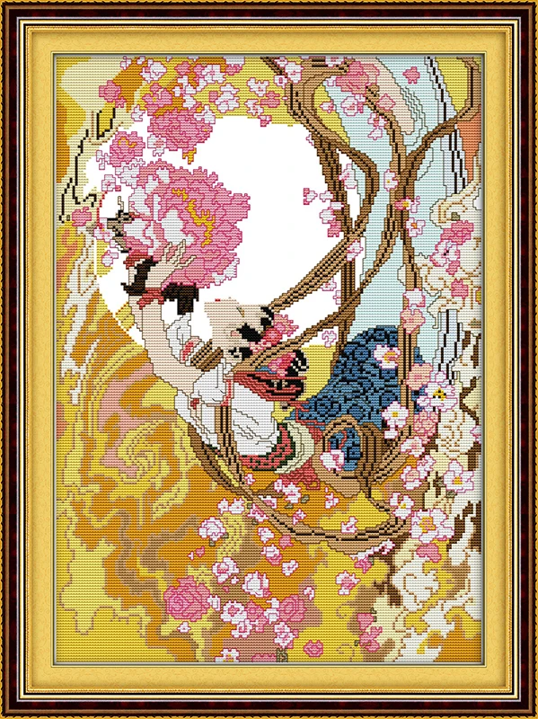 

Набор для вышивки крестиком Joy Sunday, полный набор с рисунком, летающий дунхуан, печатная ткань, домашний декор без рисунка