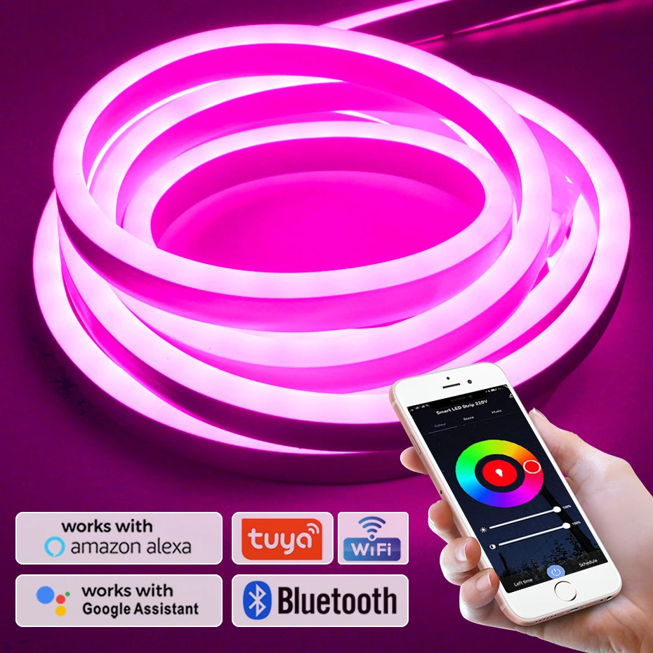 EU LED 네온 스트립 RGB 네온 로프 조명, IP67 스마트 리본 테이프, 유연한 LED 네온 사인 램프 5050, 1 ...