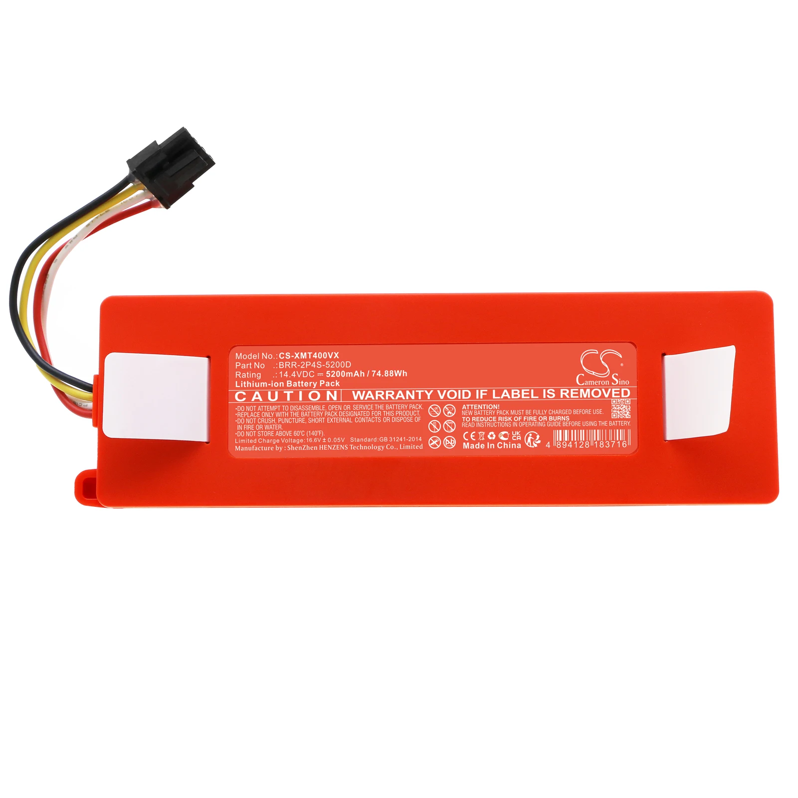 Batteria Per Xiaomi Roborock T4 Roborock S50 Roborock S51 Roborock S55 S6 T60 T61Rr T65 T70 Brr-1P4S-2600S