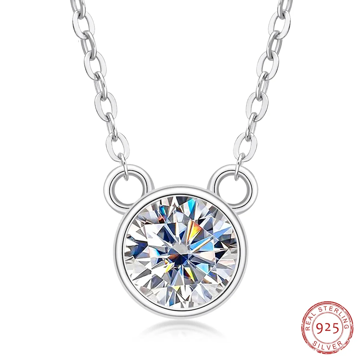 

1ct D Color Moissanite Diamond 18K Gold Plated Mickey Pendant 40+2+3cm Necklace For Women Anniversary Gift Wholesale