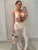 Summer Ladies 3 Piece-Set Trousers Swimwear Sexy V-Neck See-Through Backless Top And Printed Women's Pants Outfits