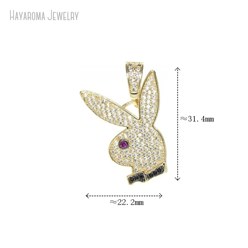 10Pcs Invisible Setting Metal Cubic Zirconia Jewelry Gold Color Copper Wholesale Animal Rabbit Head Pendant PM52642 4
