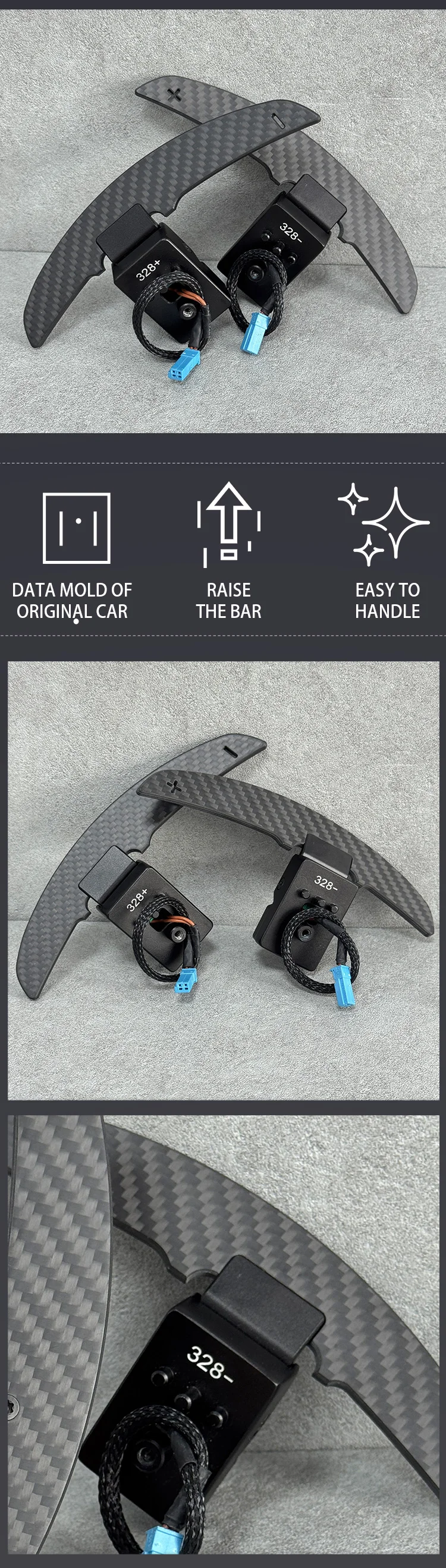 Suitable for BMW M2 M3 M4 M5 carbon fiber sports steering wheel magnetic paddle