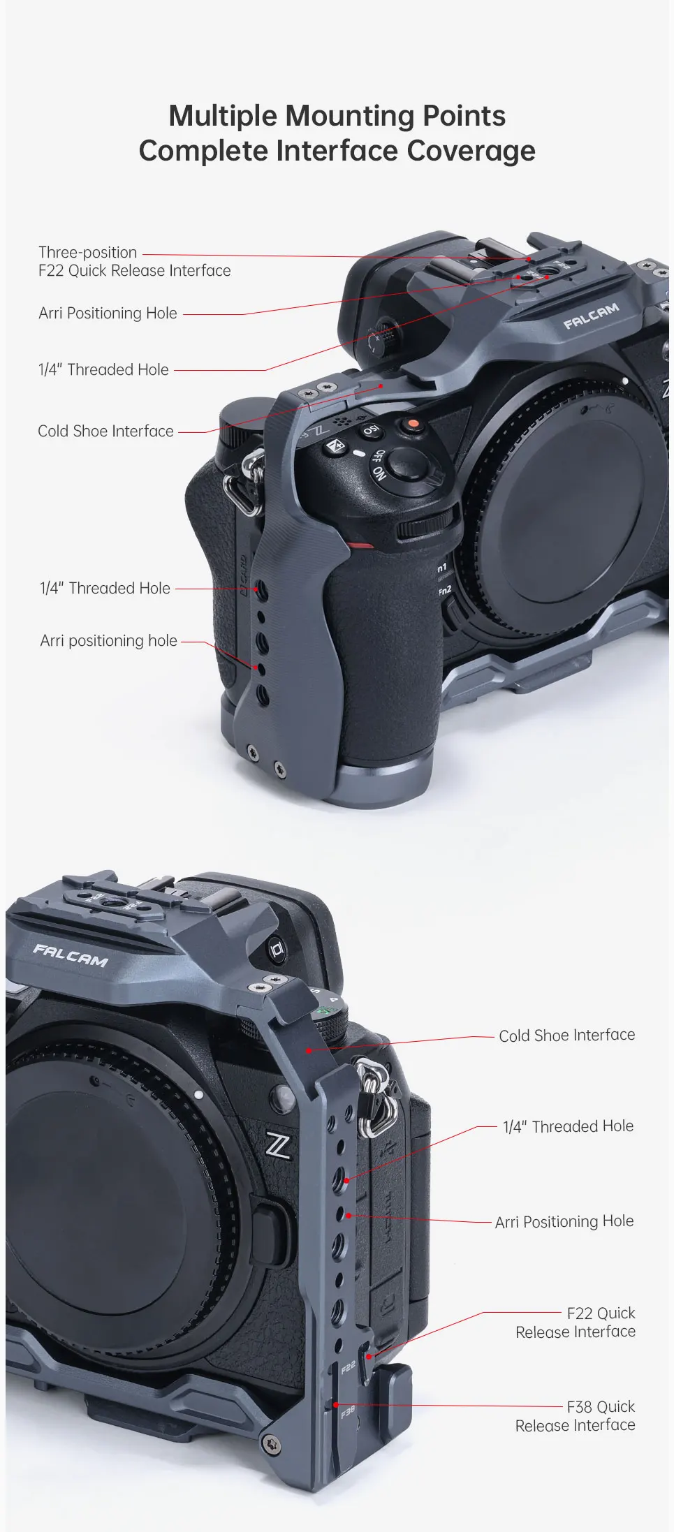 Camera Cage Kit for Nikon Z6iii Suitable for F22&F38&F50 Quick Release System