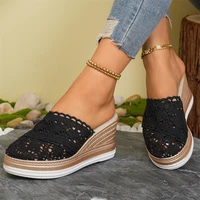 Chaussures femmes sandales été mode chaussures compensées femme respirant femmes sandales glisser chaussures souples femme sandales à talons hauts 3