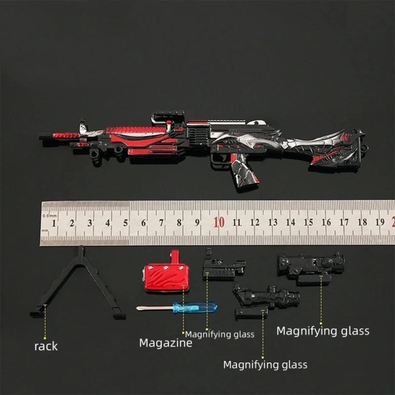 Large Size PUBG Toy Guns AWM Weapon Keychain Metal M249 Model Assemble Alloy Light Key Chain Car Pendant Gifts Toy for Kid 4
