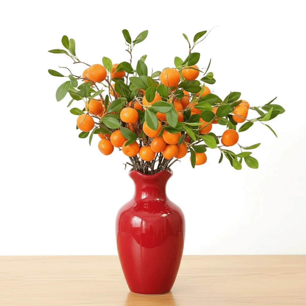 Künstliche Orangenzweige mit Grünen Blättern, Luxuriöse Simulierte Orangen, Realistische Elegante Kunstpflanzen für Haus und Garten – Detail 11