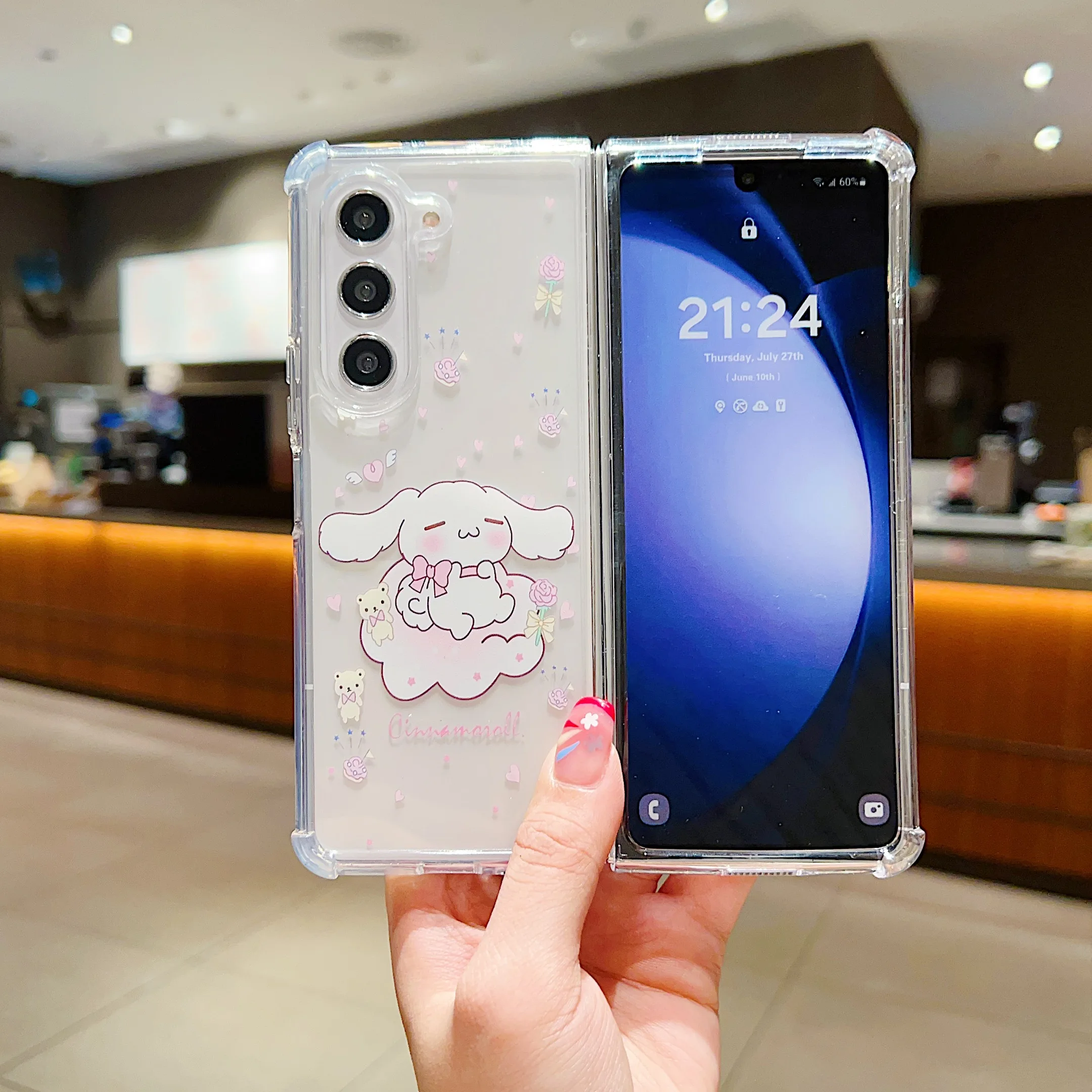 thumbnail image 1 of Phone Case For Samsung Galaxy Z Flip 5 Flip4 Cute Sanrio Kuromi Kitty Melody Transparent Hard PC Back Cover For Z Fold 5 Fold 4, 1 of 5