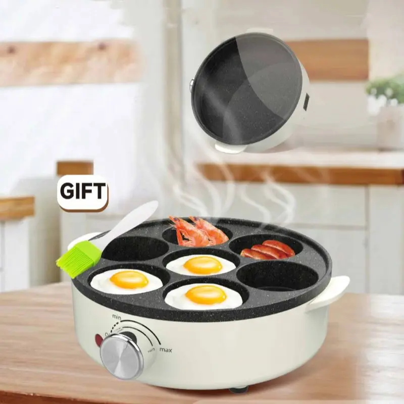 Fried Egg Hamburger Pancake Pan Grill Electric Baking Pan Electric Frying Pan Non-stick Seven Hole Breakfast Machine 2