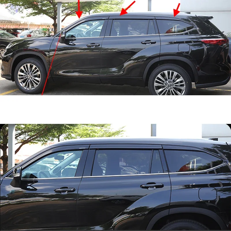 FIT For Toyota Highlander ABS black Window Visor Vent Shades Sun Rain Guard 6PCS